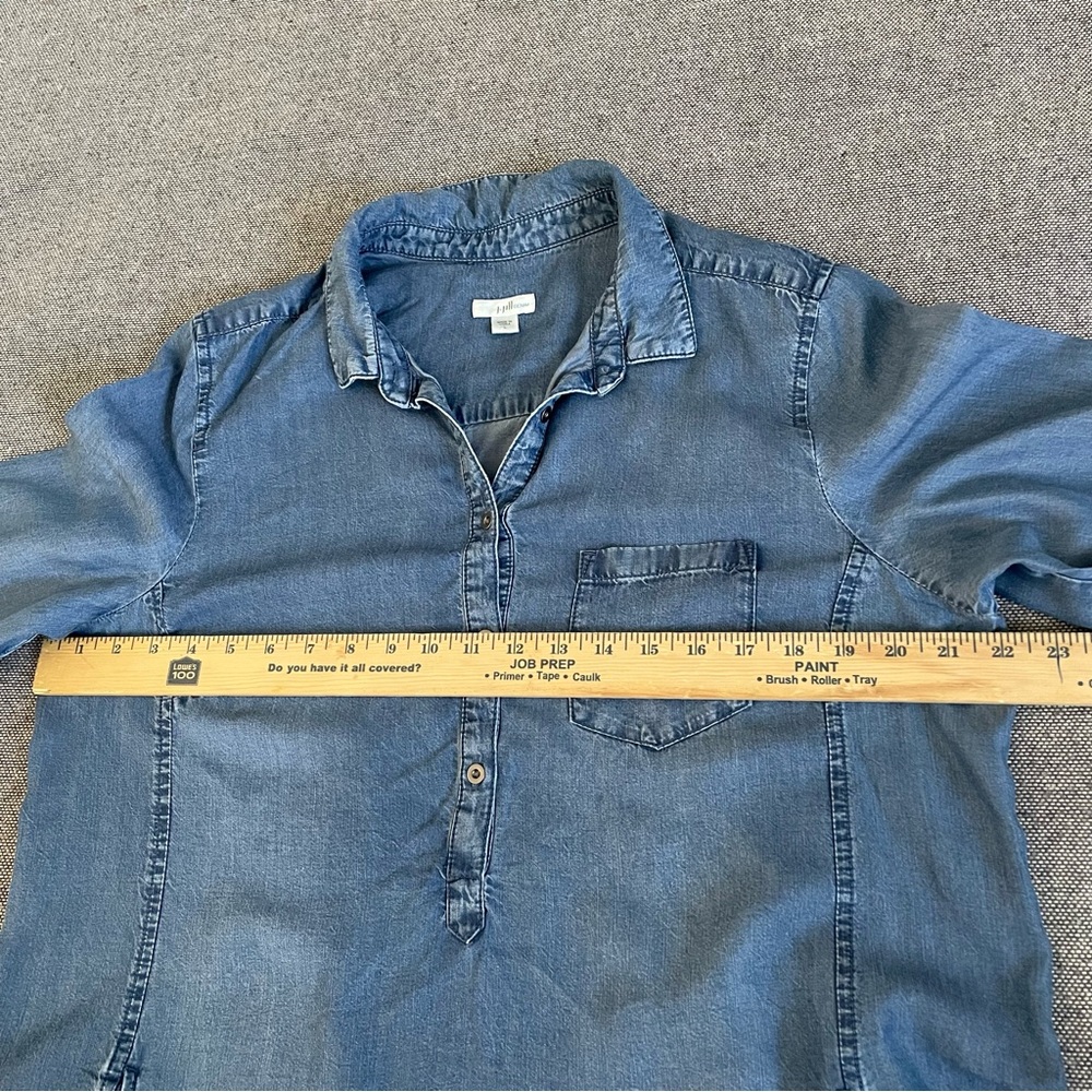 J. Jill Denim Half Button-Front Casual Shirt - Blue - Picture 6 of 10